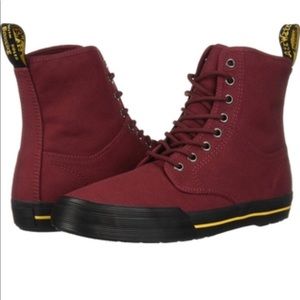 Dr. Martens winsted cherry red canvas boots